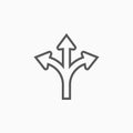 Three way direction arrow icon, arrow Royalty Free Stock Photo