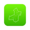 Three way direction arrow icon green vector Royalty Free Stock Photo