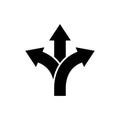 Three-way Direction Arrow Icon Road Direction Sign