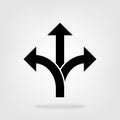 Three-way direction arrow icon vector, road direction sign for graphic design, logo, web site, social media, mobile app, ui Royalty Free Stock Photo