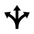 Three way direction arrow vector sign