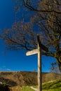 Three way finger post, pointing to Permissive Path, Thirlmere Loop