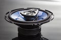 three-way speaker system, coaxial speaker, car audio music, subwoofer. Top view Royalty Free Stock Photo