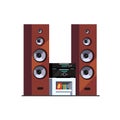 Three way wood floor standing stereo music system Royalty Free Stock Photo