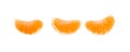 Three wedges segments of mandarin orange on white Royalty Free Stock Photo