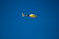 Helicopter of the cycling organization La Vuelta above Avila, Spain