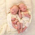 Sleeping identical twin babies Royalty Free Stock Photo