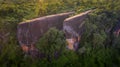 Three whale stones is Popular natural attractions in Thailand. Bird eye view shot of three whales rock in Phu Sing Country park in