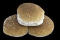 Three Wheaten and oatmeal Rolls Royalty Free Stock Photo