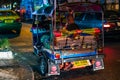 Three wheeled Tuk Tuk taxi on the streets of Bangkok, Thailand, 2019 Royalty Free Stock Photo