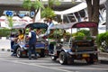 Three wheeled Tuk Tuk taxis in Bangkok Royalty Free Stock Photo