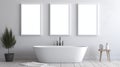 Stunning 3d Renderings Of White Bathtub In Minimalist Setting Royalty Free Stock Photo