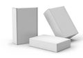 Three white blank rectangular cardboard packaging boxes mock up Royalty Free Stock Photo
