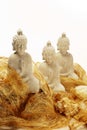 Three white budha statues