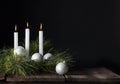 Three White Candles Christmas Ornaments Royalty Free Stock Photo