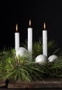 Three White Candles Christmas Ornaments 2 Royalty Free Stock Photo