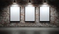 Three White Canvas Frames Adorning A Brick Wall Royalty Free Stock Photo