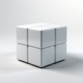 Three white cubes stacked on top of each other.