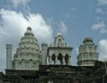 Three White Domes of Hindu God Khandobas Temple Royalty Free Stock Photo