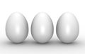 Three white eggs