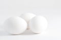 Three white eggs isolated on white background Royalty Free Stock Photo