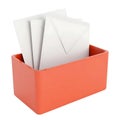 Orange inbox with white letters on white background Royalty Free Stock Photo