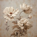 Hyperrealistic White Flowers Painting On Beige Background