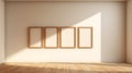 Empty Room With Empty Frames: Contemporary 3d Rendering Stock Photo Royalty Free Stock Photo