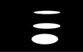 Three white ovals on black background. Minimalistic abstract vector background or pattern