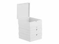 Three white plastic storage boxes stacked on top of each other isolated on white background Royalty Free Stock Photo