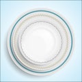 Three white plates stacked on top of each other Royalty Free Stock Photo