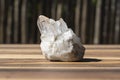 A white quartz crystals on a table. Royalty Free Stock Photo