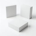 Three white rectangular blocks on a plain white background for graphic design Royalty Free Stock Photo