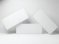 Three white rectangular boxes on a white background Royalty Free Stock Photo
