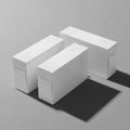 Three white rectangular boxes with subtle geometric patterns on the ends are Royalty Free Stock Photo