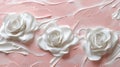 Three White Roses on a Pink Textured Background Royalty Free Stock Photo