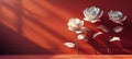 Three White Roses on Red Wall Royalty Free Stock Photo