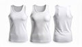 Three White Tank Tops Mockup on White Background for Apparel Presentation Royalty Free Stock Photo