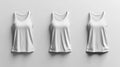 Three White Tank Tops on a Soft Gray Background in Studio Lighting Style Royalty Free Stock Photo