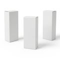 Three white upright cardboard boxes displayed against a plain background Royalty Free Stock Photo