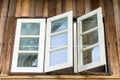 Three white windows Royalty Free Stock Photo