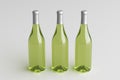 Three white wine bottle 750ml mock up on white background Royalty Free Stock Photo