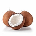Three Whole Coconut Isolated On White Background