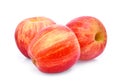 Three whole fresh red gala apple isloated on white Royalty Free Stock Photo