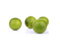 Three whole limes isolated on a white background Royalty Free Stock Photo