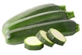Three whole and slices zucchini isolated on white Royalty Free Stock Photo