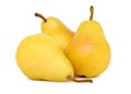 Three whole yellow pears (isolated)