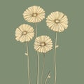 Nostalgic Floral Illustration On Green Background