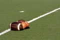 Three Wilson footballs Royalty Free Stock Photo