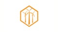 Wind Turbine Logo - Renewable Energy Concept in Hexagon Royalty Free Stock Photo